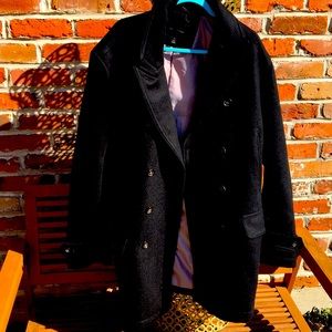Black wool pea coat size XXL banana republic